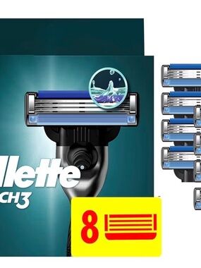 Gillette Mach3 Men's Razor Blades in Blue - Pack of 8